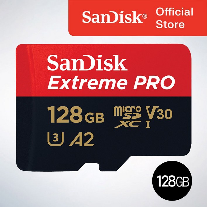 샌디스크코리아 공식인증정품  마이크로 SD카드 익스트림 프로 QXCD 128GB  SD 아답터 포함 