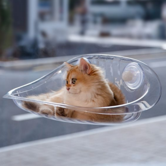 심플렛 고양이 창문 투명 해먹 선반, 투명