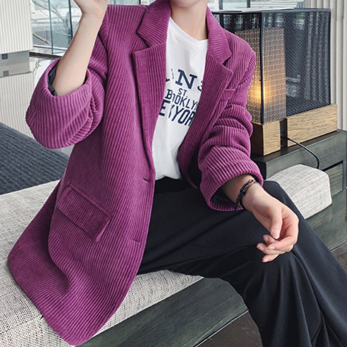 대박난박양 퍼플 왕골 코듀로이 자켓