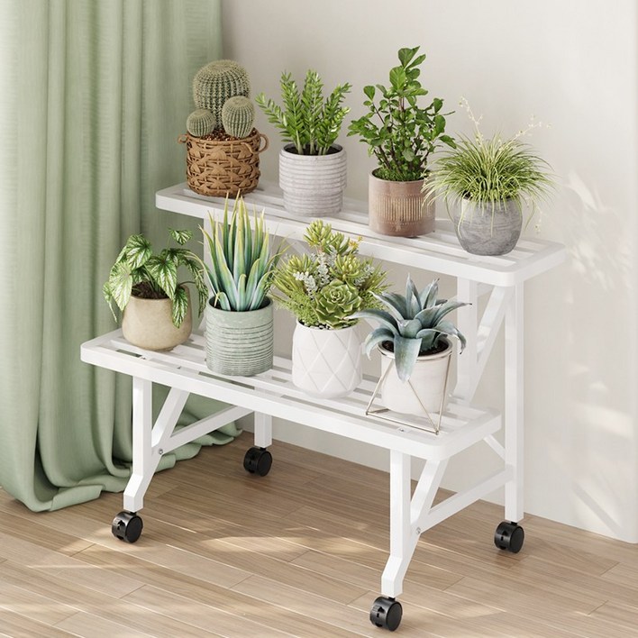 스피세프 다용도 이동식 화분 선반대 거실 베란다 화분진열대 철제 화분선반