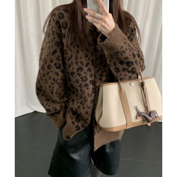 여성용 호피무늬 오버핏 가디건 여성용 호피무늬 오버핏 가디건