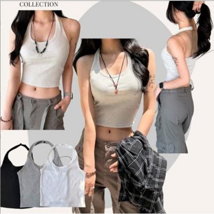 풀문무지 데일리 베이직 쫀쫀 여성 이너 나시  골지스판홀터넥레이어드나시JCT