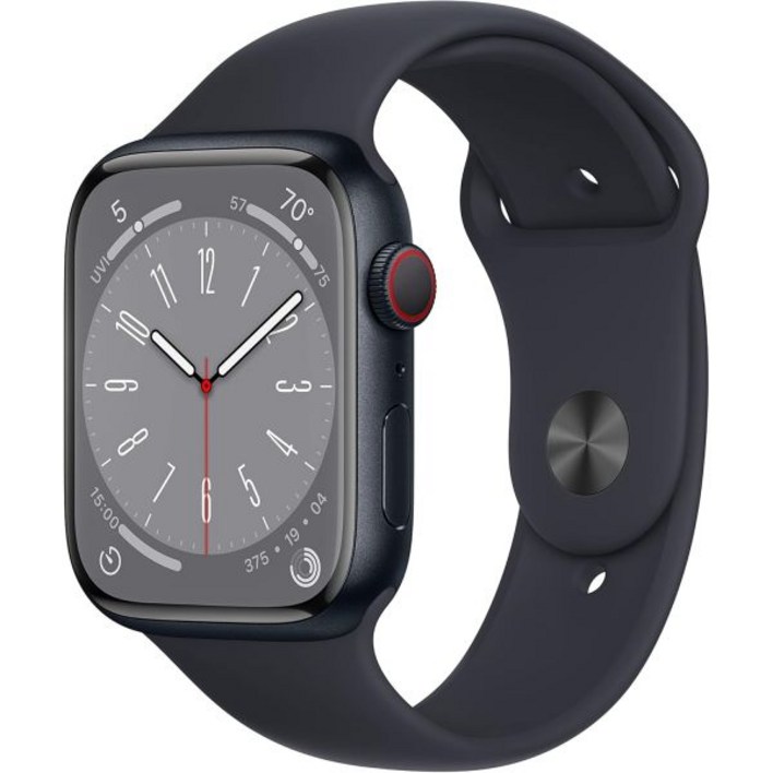 Apple Watch 시리즈 8 GPS 셀룰러 45mm 미드나잇 스포츠 밴드가 있는 알루미늄 케이스 ML갱신 Apple Watch 시리즈 8 GPS 셀룰러 45mm 미드나잇 스포츠 밴드가 있는 알루미늄 케이스 ML갱신