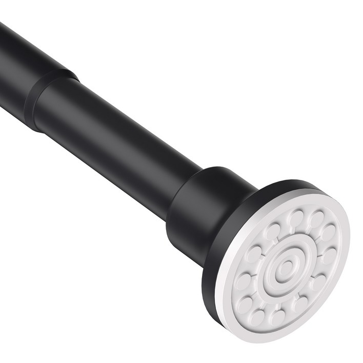 Vellichor 길이조절 가능 스테인리스 커튼봉 커텐봉 25mm 압축봉 욕실 화장실 샤워커튼 못없이 간편조립 초강력 신축봉, 검정색, 1개