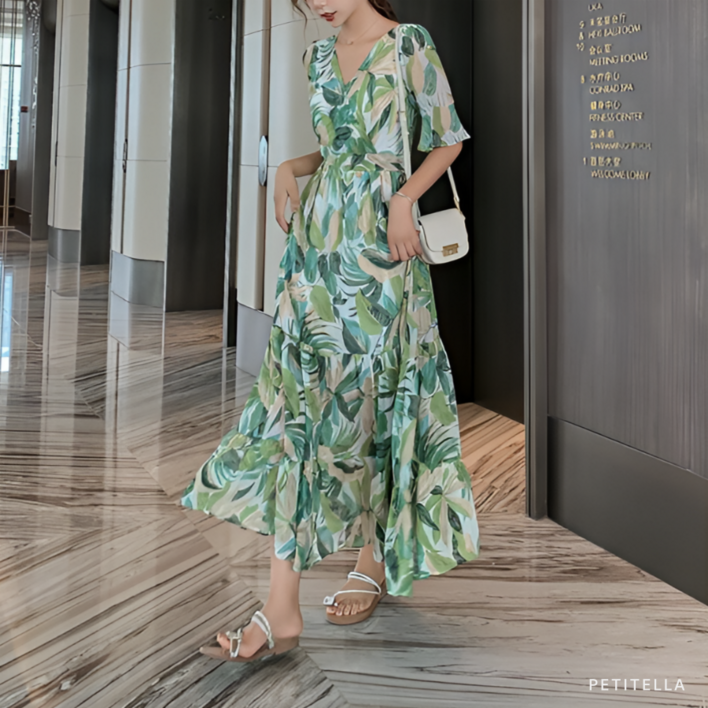 쁘띠엘라 체형커버 휴양지원피스 데일리 스모크밴딩 바캉스룩