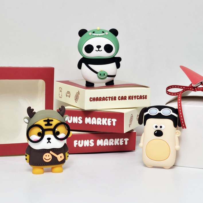 펀스마켓 호랑이 캐릭터 차 스마트 호환 키케이스 자동차 키커버 키홀더