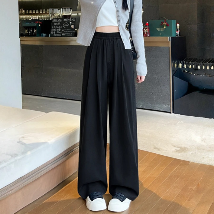 Caramella 여성 쿨핏 빈티지 워싱 데님 투주름 와이드 밴딩팬츠 Caramella 여성 쿨핏 빈티지 워싱 데님 투주름 와이드 밴딩팬츠