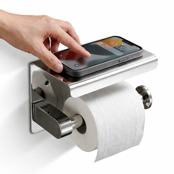 뉴하 스텐 핸드폰거치 무타공 두루마리 욕실 화장실 휴지걸이 선반