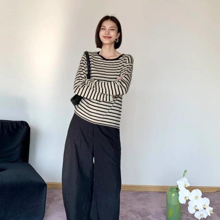 빈티지 스트라이프 자외선 차단 티