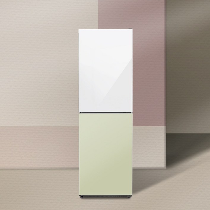 하이얼 글램글라스 스마트 콤비 냉장고 HRP257MDWG 248L 화이트+세이지그린