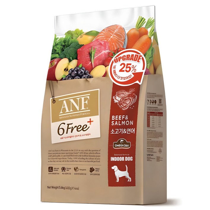 ANF 전연령 독 식스프리 플러스 레드 건식사료, 소연어, 5.6kg, 1개 ANF 전연령 독 식스프리 플러스 레드 건식사료, 소연어, 5.6kg, 1개