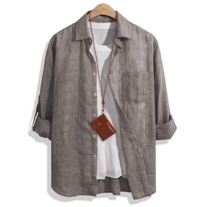 모니즈 95120 베이직 포켓 썸머 롤업 긴팔 셔츠 남방 빅사이즈 린넨 SHT100