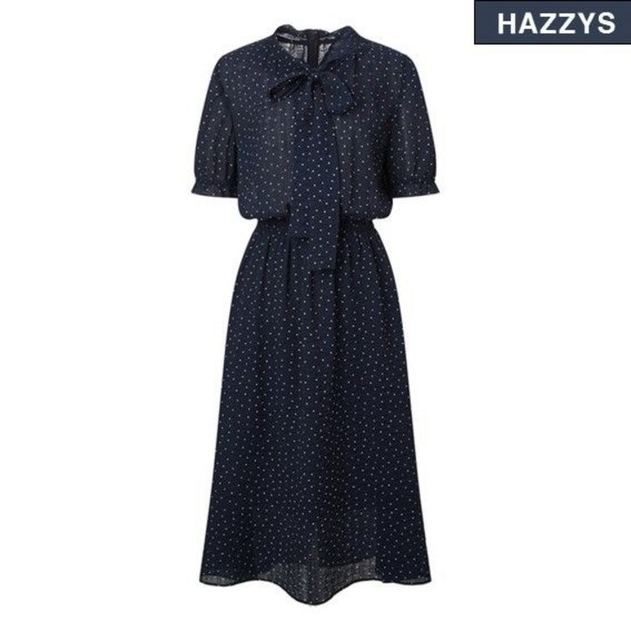 백화점정품 헤지스 레이디스 원피스 25SS타이넥 도트 패턴 반팔 HSDR5B404 하객