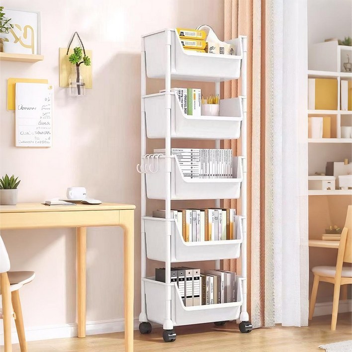 이동식 U자형 선반 다용도 정리함 바퀴달린선반 수납장 이동식트롤리, 5단