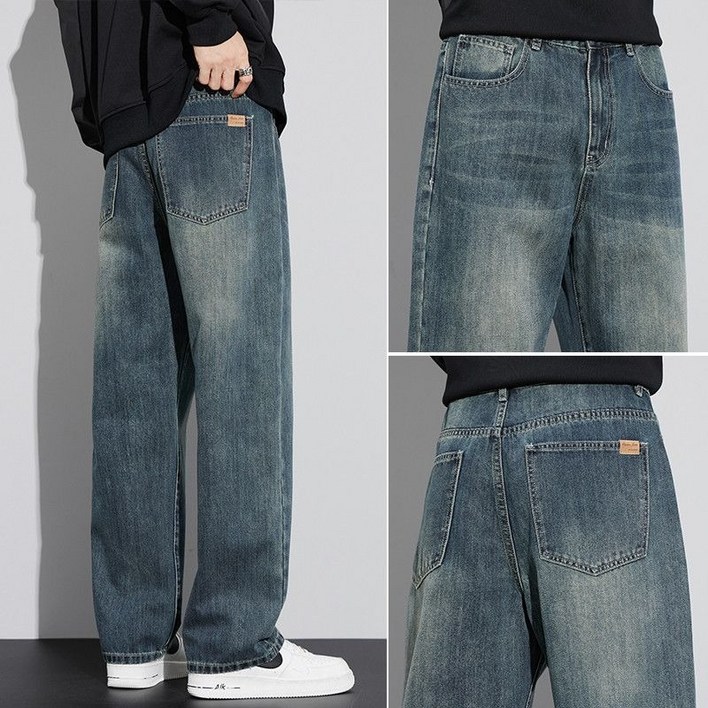 비비디아 Bibidia 2025 봄 가을 신상 남성 일자핏 데님팬츠 남성 일자 청바지 빅사이즈 청바지 (M~5XL)5463