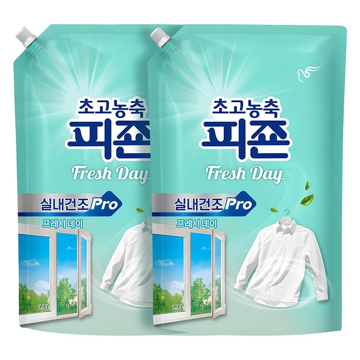 피죤 실내건조 프로 초고농축 섬유유연제 프레시데이 리필, 2개, 1.7L 피죤 실내건조 프로 초고농축 섬유유연제 프레시데이 리필, 2개, 1.7L
