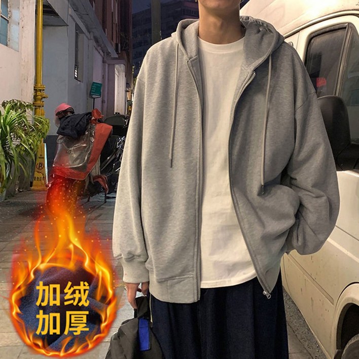 남자오버핏후드티 카디건 스웨터 남성 가을 유행 브랜드 픽업 후드 재킷 느슨한 의류