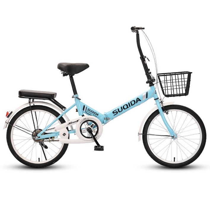 [HOTAX] 세련된 클래식 접이식 미니벨로 자전거 출퇴근 경량 미니 폴딩 바구니 마트, 스탠다드-블루 249,900