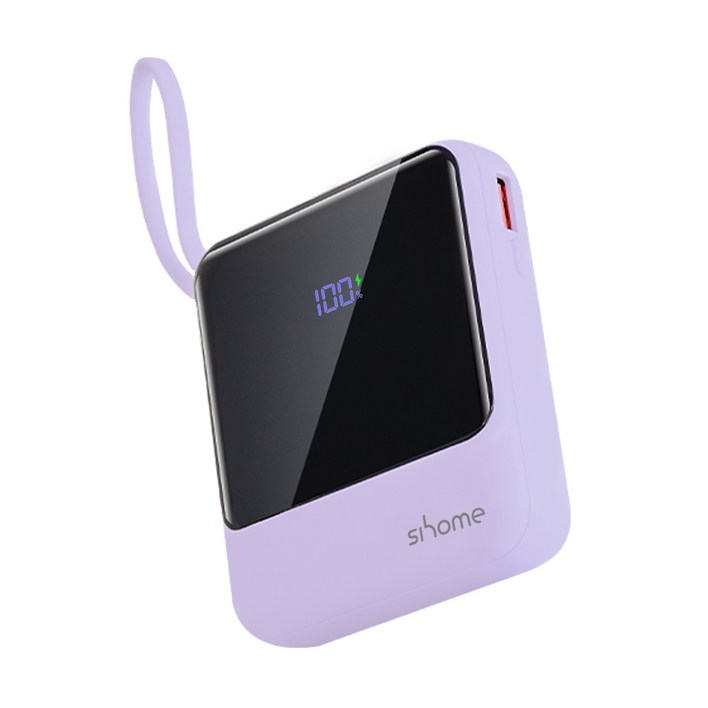시홈 PD 22.5W 고속충전 일체형 미니 보조배터리 10000mAh, 퍼플, SHFB1Y