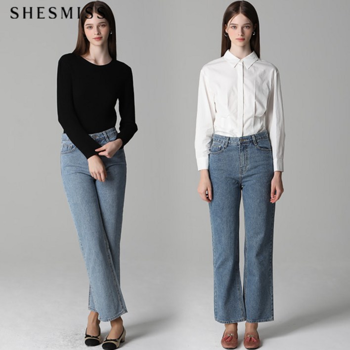 쉬즈미스 쉬즈미스(SHESMISS)  스트레이트 와이드 데님 팬츠 (택가격:158000원)