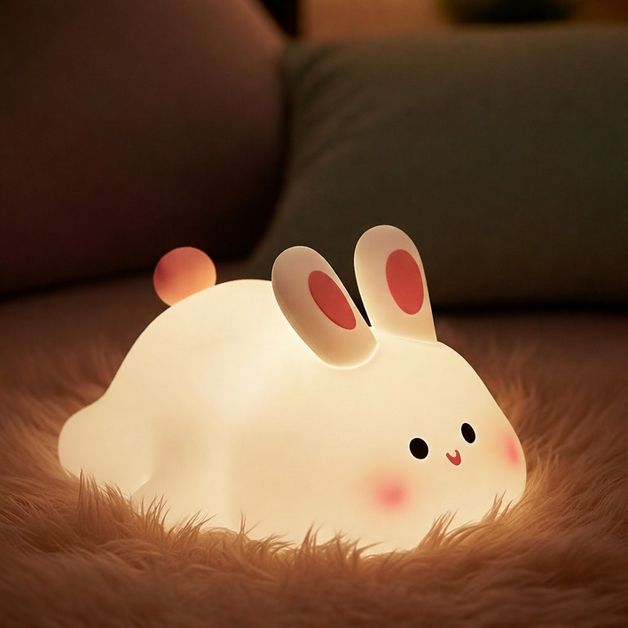 블루리 모찌토끼 실리콘 LED 무드등