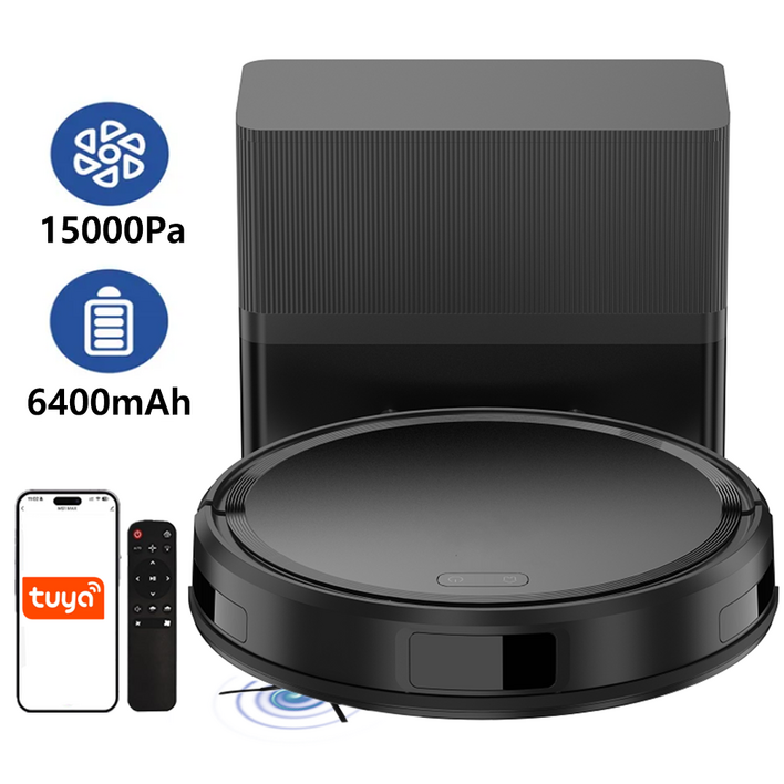 로봇청소기 흡입과 물걸레 동시에 OK/ 자동 충전+장애물 회피+강력 흡입+스마트 앱 제어+15000Pa+3단 흡입 / 자취 필수템-신혼 가전-반려동물 가정-직장인 추천-집들이 선물, 블랙, T105