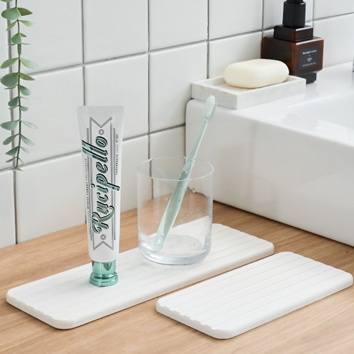 아르앤유 규조토 욕실 홈파인 트레이 2종 세트