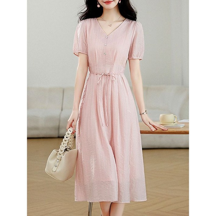 에꼴드파리 블리 핑크 반팔원피스 F57WOB016Z