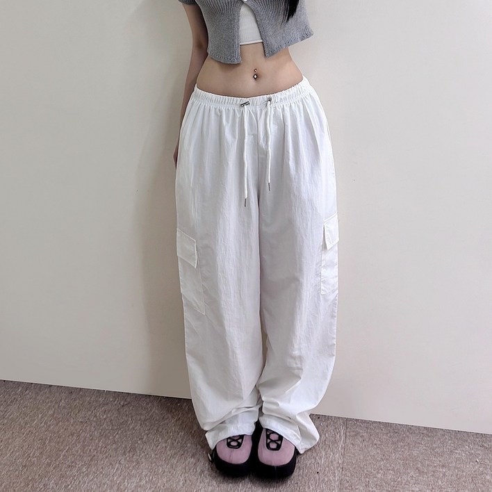 VANANA2 스트링 바스락 카고 와이드팬츠