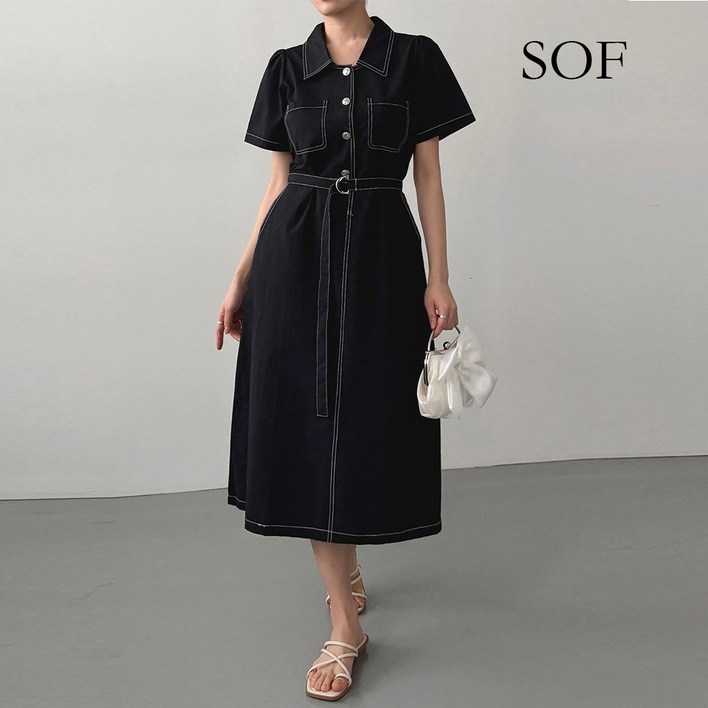SOF에센셜 벨티드 셔츠 원피스 SOA2WO004