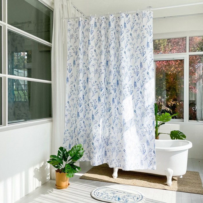 케이트가든 자체제작 정원 욕실 샤워 커튼 방수 욕조 가림막 180x180, 1개