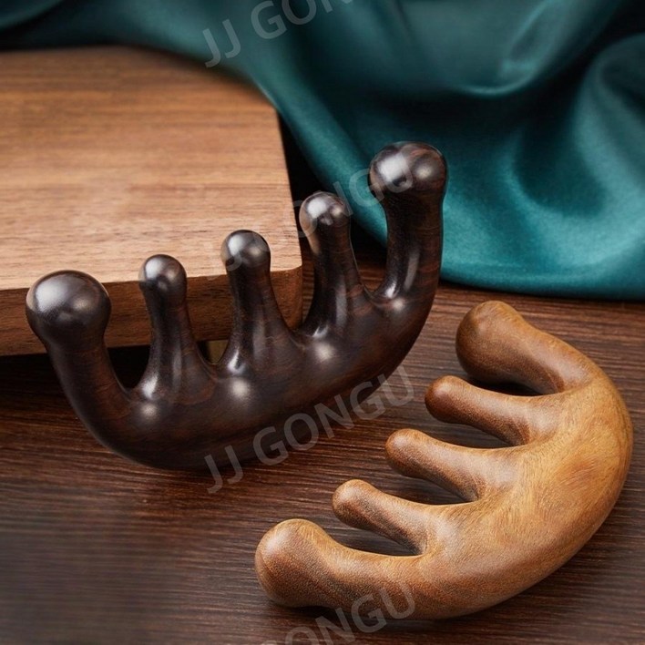천연 흑단목 경락 두피마사지 빗 괄사마사지 나무 빗