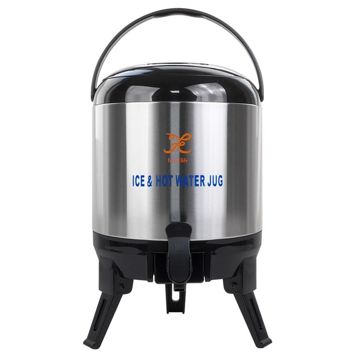 키친왕 보온보냉 물통 워터저그, 1개, 6L, 블랙+실버