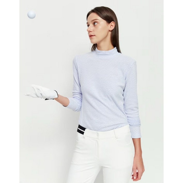 닥스 골프 여성 블루 로고장식 긴팔 티셔츠