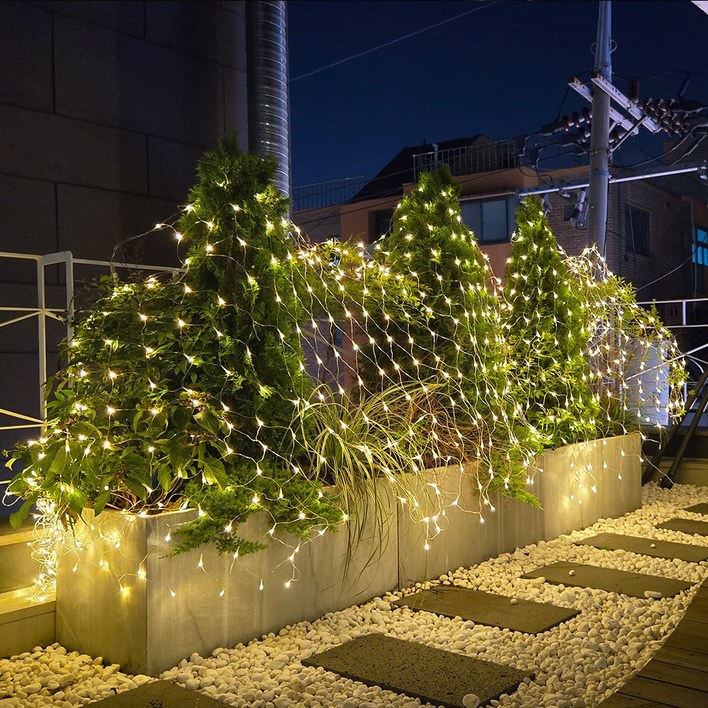 크리스마스 LED 24V 그물전구 160구 잔디 나무 캠핑 줄조명 야외 벽 트리 1분설치, 웜색, 8개