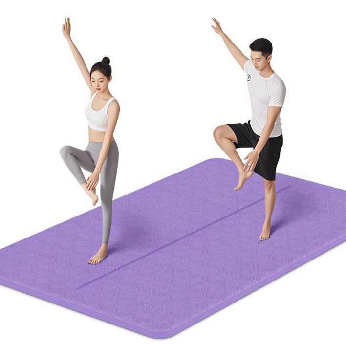 요가매트 TPE 10mm 두꺼 홈트레이닝운동매트 필라테스매트 2인용, 1개, 양람색