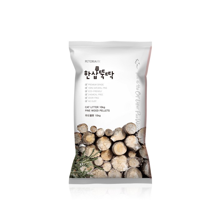 펫토리아 한삽뚝딱 고양이 우드펠렛 모래 베딩 나무 10kg