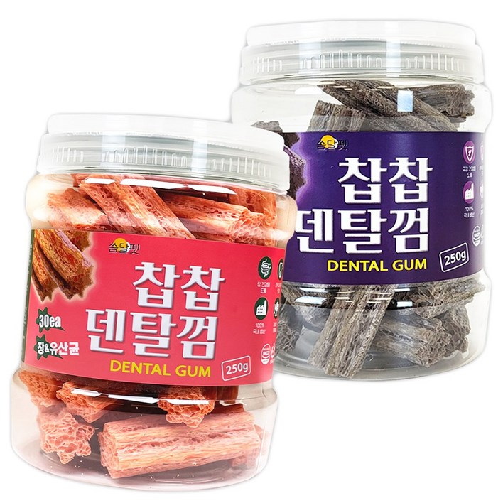쏨달펫 찹찹 덴탈껌 2종 세트, 장유산균, 눈피부, 500g, 1세트