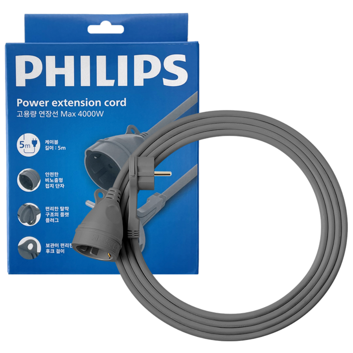필립스 고용량 연장선 연장 케이블 납작 콘센트 1구 멀티탭