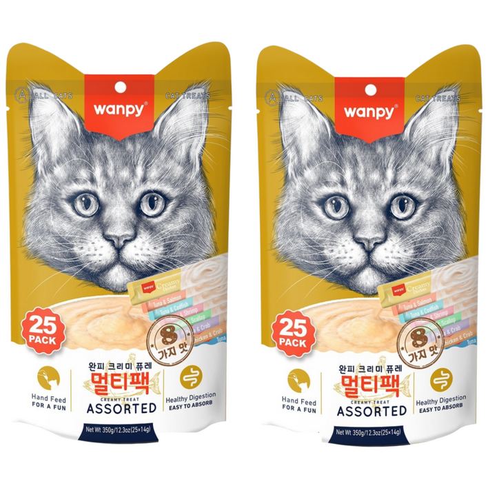완피 크리미 퓨레 14g x 25p x 2봉, 짜먹는 고양이 츄르 간식, 14g 50개