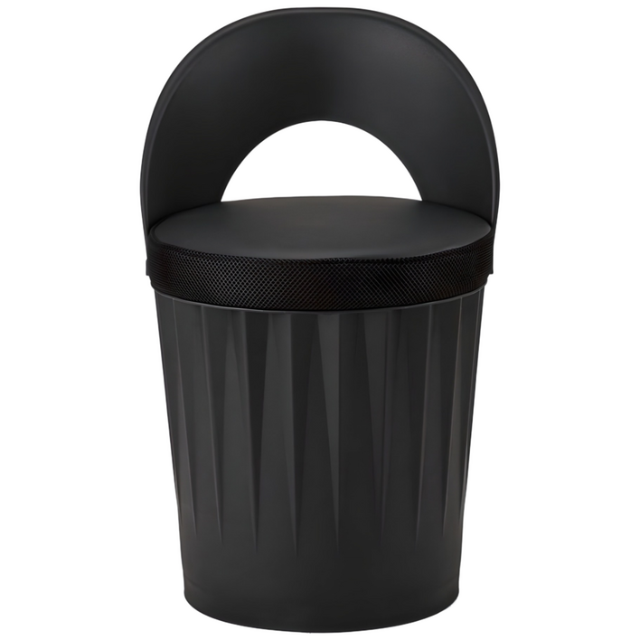 파란들 드럼체어 일체형 스툴의자 등받이형, 블랙, 1개