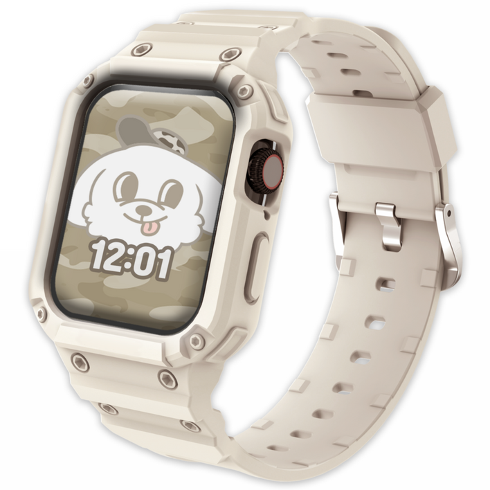 아이메이드잇 애플워치 호환 풀커버 일체형 실리콘 스트랩, 스타라이트, 1개