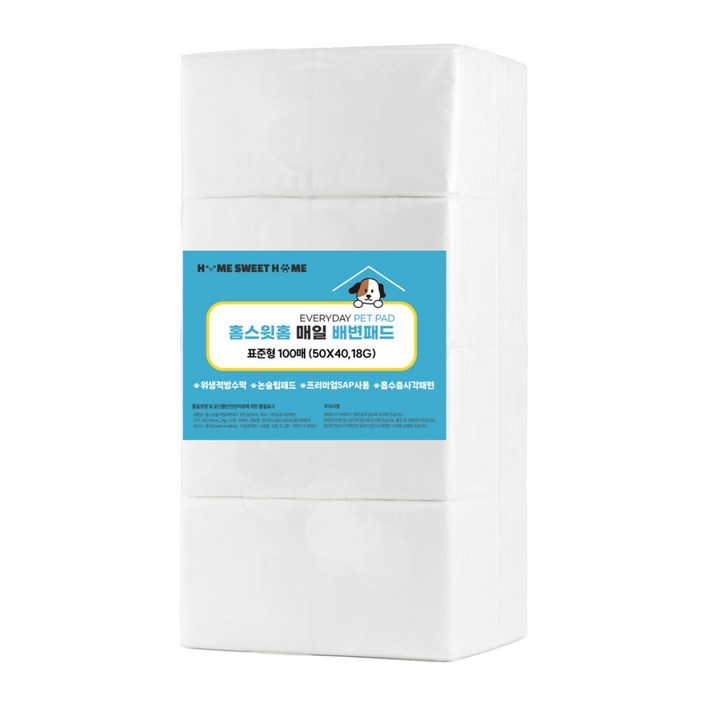 홈스윗홈 매일 강아지 배변패드 절약형 15g, 4개, 100개입