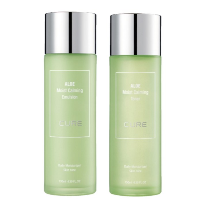수분 스킨로션 김정문알로에 큐어 모이스트 카밍 토너 + 에멀젼 각 130ml 피부 진정 쿨링 알로에화장품