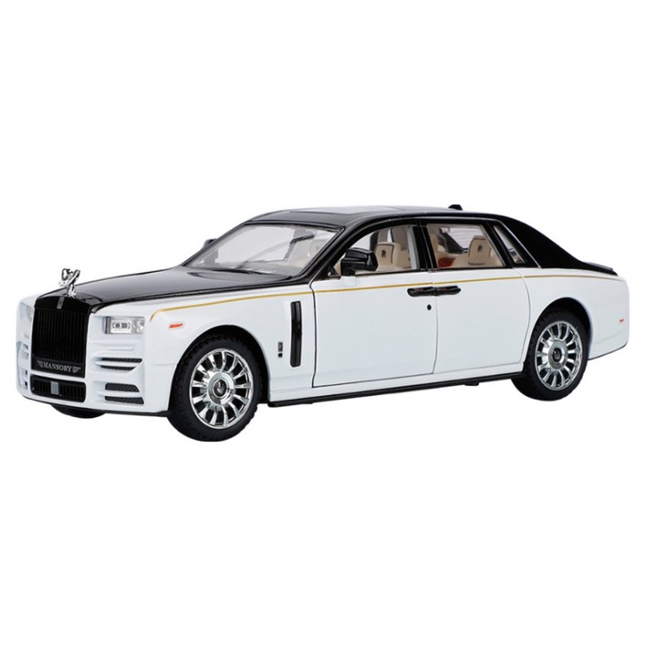다이캐스트 124 롤스로이스 팬텀 합금 풀백 자동차 모형, 1개, 화이트블랙