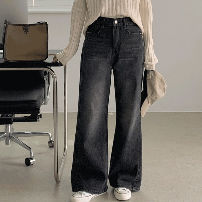 다올샵 기모안감투핀턱 S3XL 플레어 데님팬츠 2가지 선택기장 8001