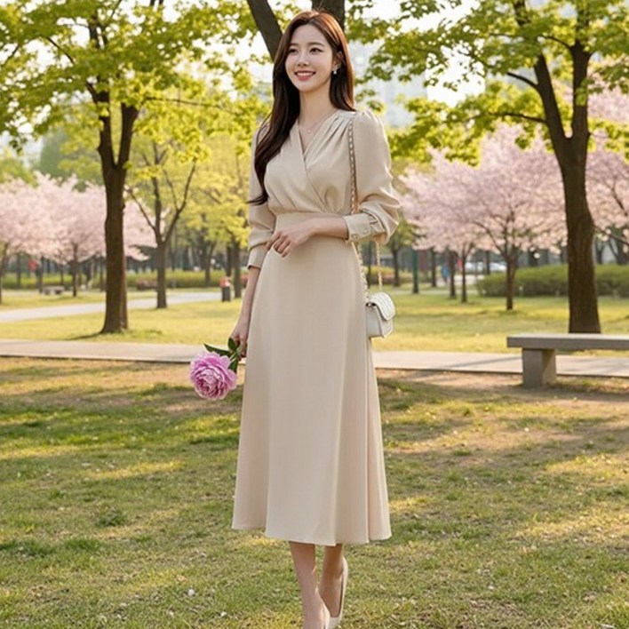 어반룩북 윌로 브이넥 단정 오피스 하객룩 원피스