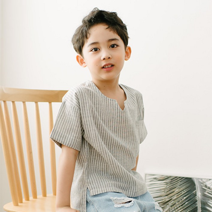 망치키즈 스트라이프 셔츠 티