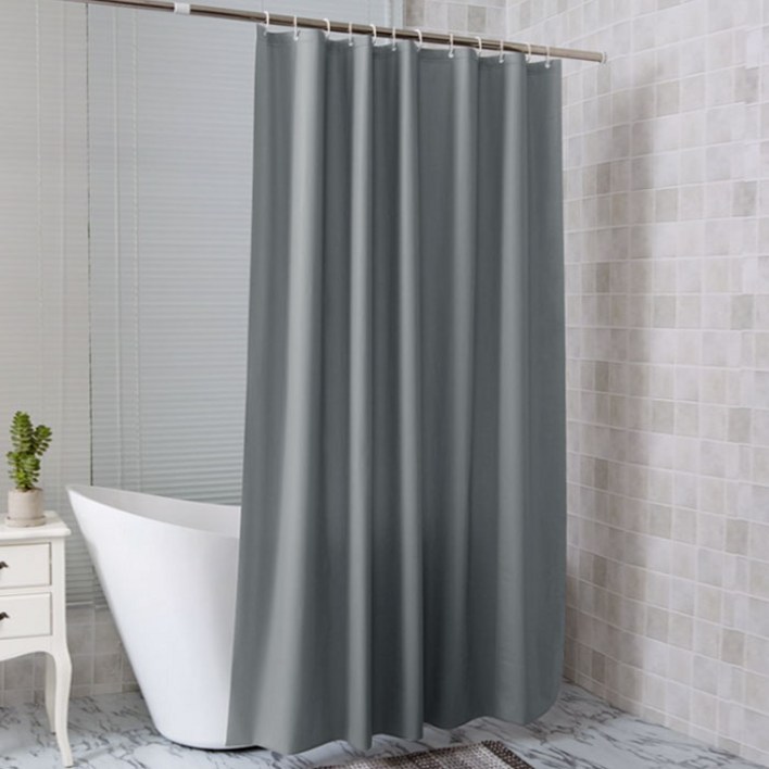 PEVA 욕실 샤워커튼 무지그레이커튼고리포함 180X180cm 욕조 가림막 비닐 방수 커텐