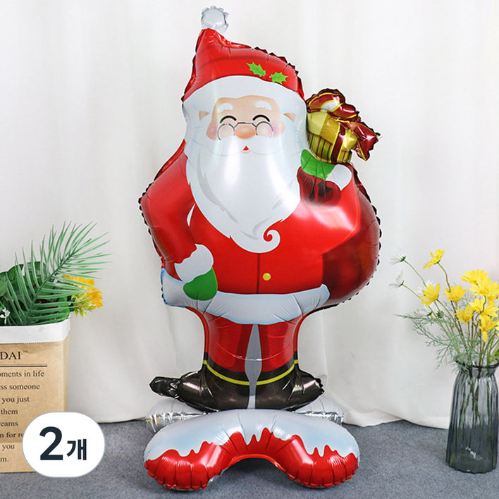 크리스마스 은박 스텐딩 풍선 파티풍선, 2개, 산타